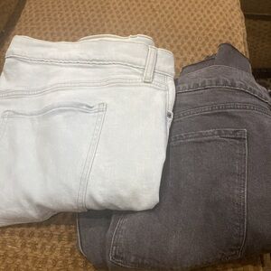 Two (2) Old Navy Trendy jeans - one Ripped Light Blue Jeans and distressed grey